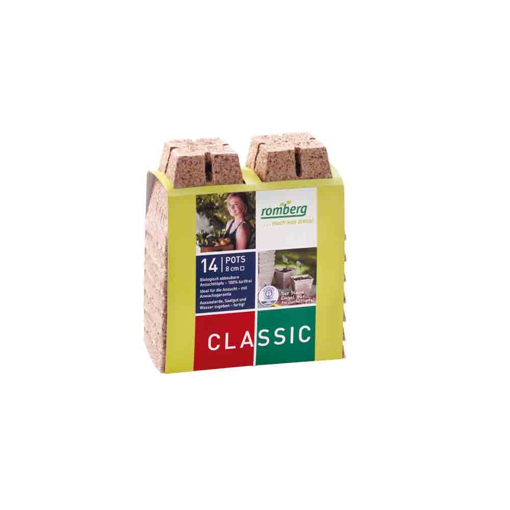 14 BIODEGRADABLE SQUARE POTS 8 CM